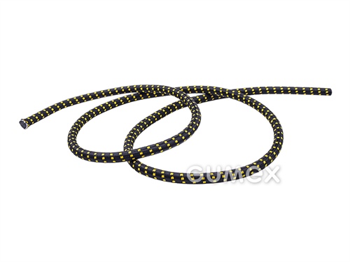 Gummiseile für Bungee-Trampoline und Fitness, 9mm, Gummigewebe/PES-Geflecht, schwarz-gelb, 